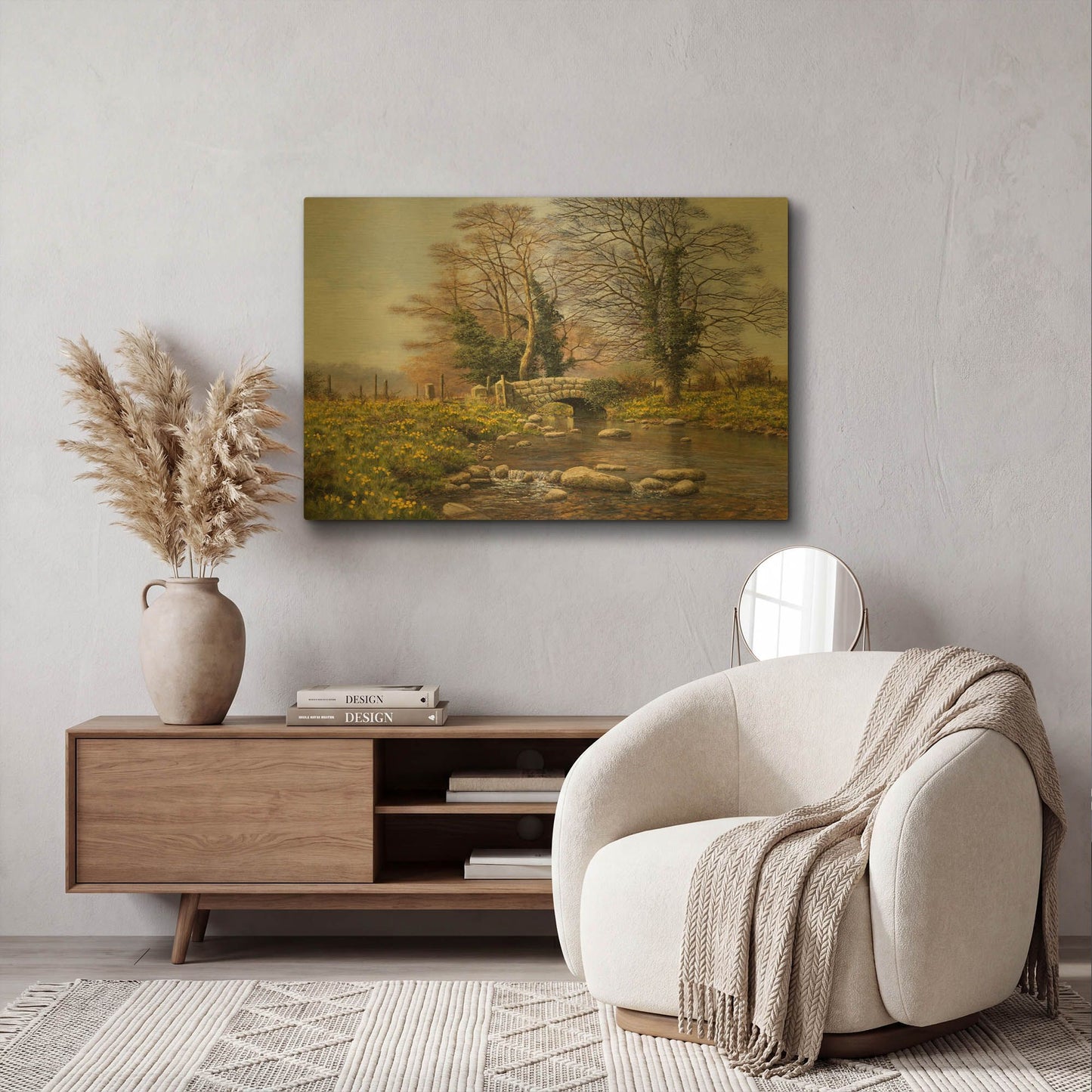'Daffodil Bridge' By Bill Makinson Gold Metal Wall Art
