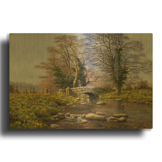 'Daffodil Bridge' By Bill Makinson Gold Metal Wall Art