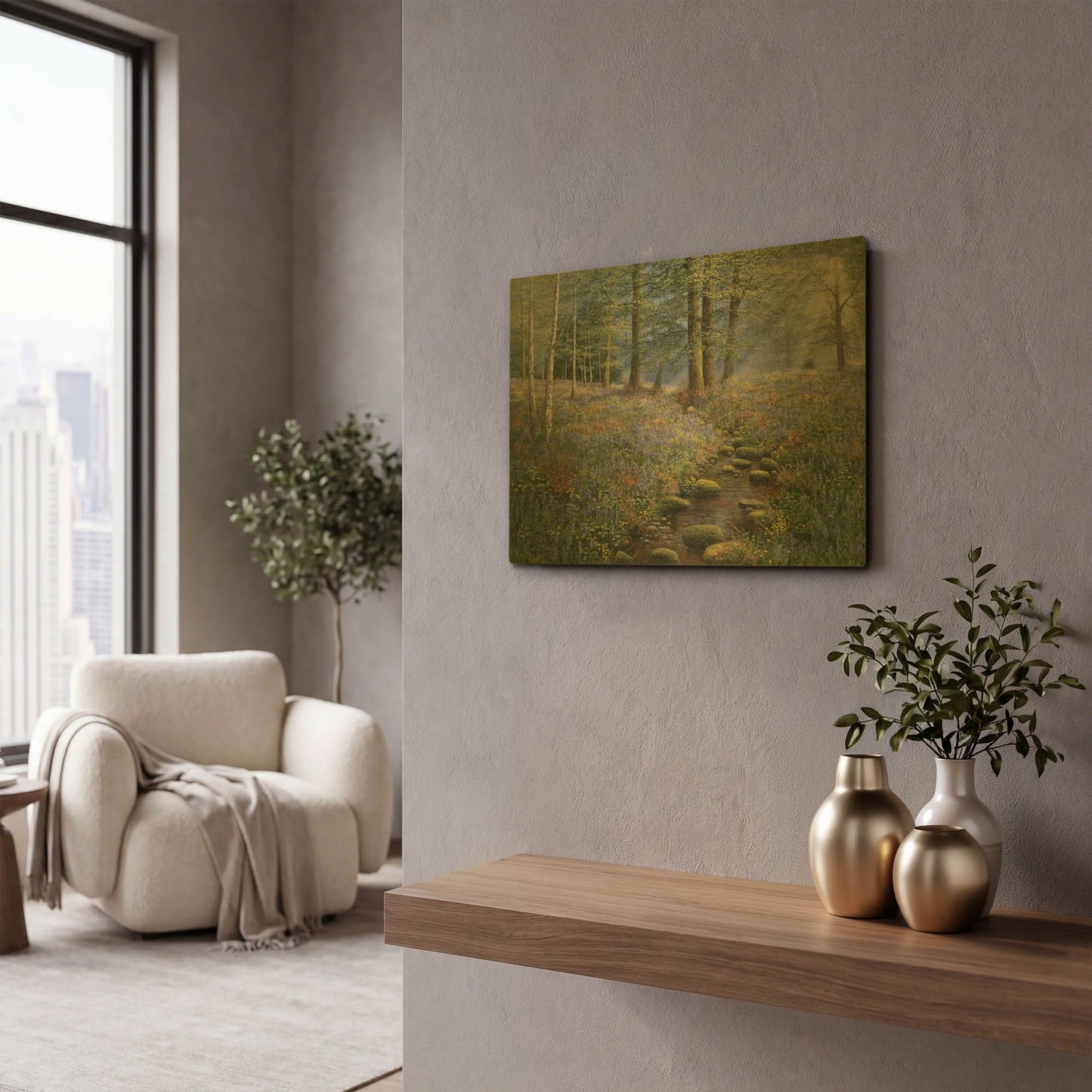 'Bluebell Wood' By Bill Makinson Gold Metal Wall Art