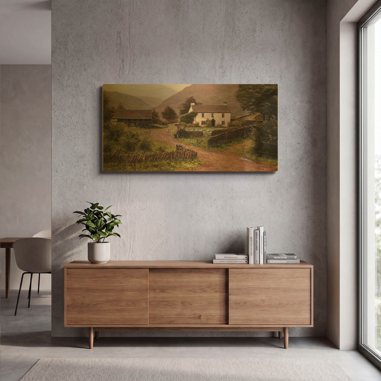 'Yew Tree Farm' By Bill Makinson Gold Metal Wall Art