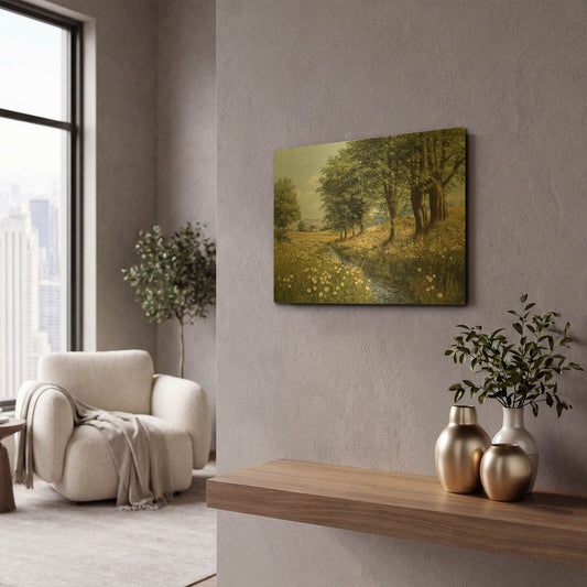 'Beeches And Daisies' By Bill Makinson Gold Metal Wall Art