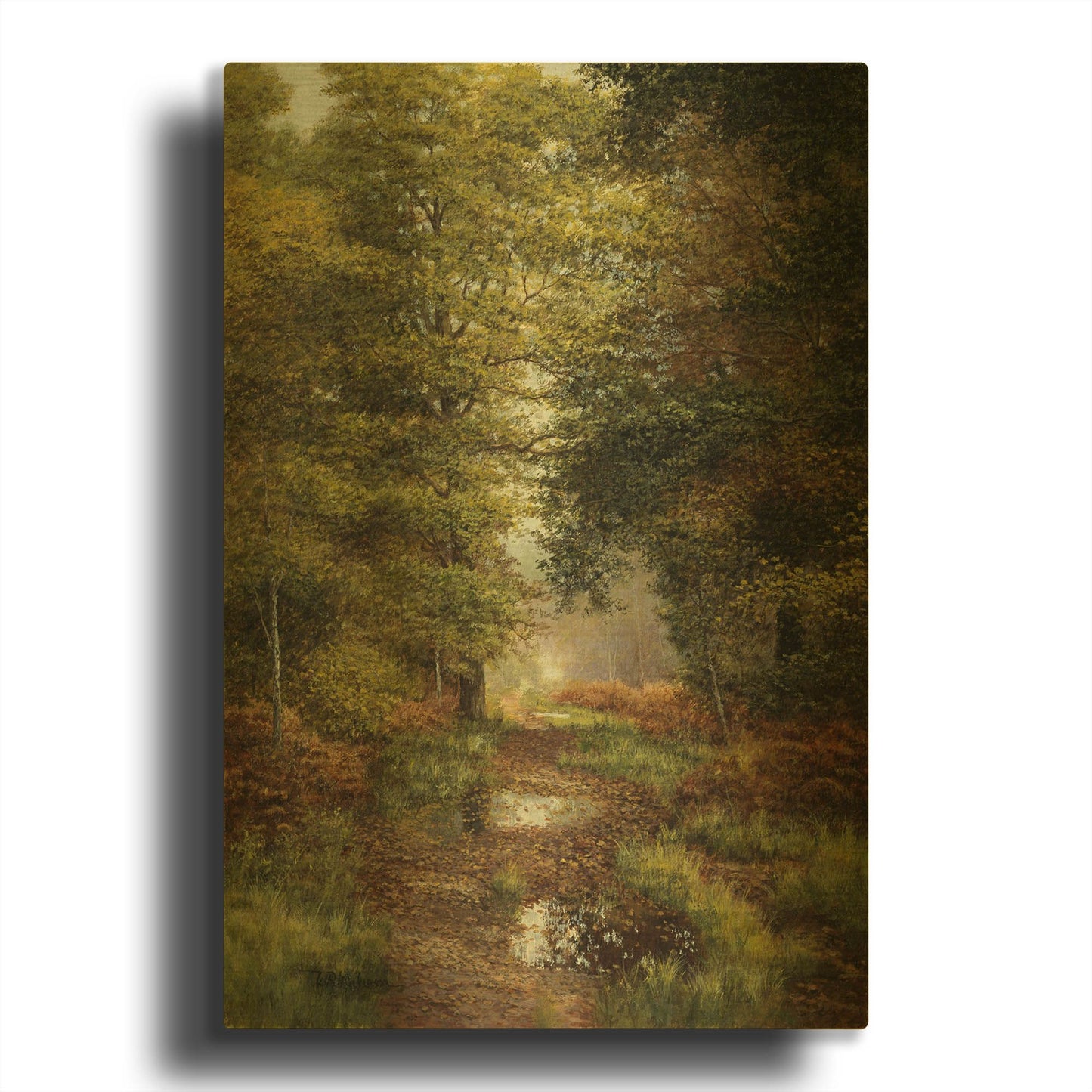 'Woodland In The Fall' By Bill Makinson Gold Metal Wall Art