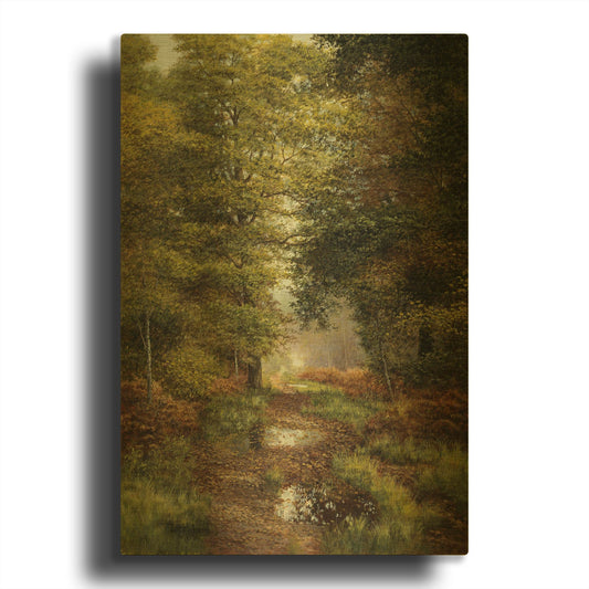 'Woodland In The Fall' By Bill Makinson Gold Metal Wall Art