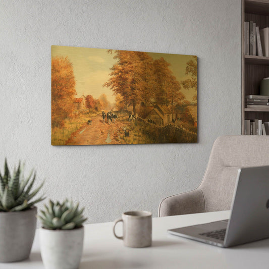 'Milking Time' By Bill Makinson Gold Metal Wall Art