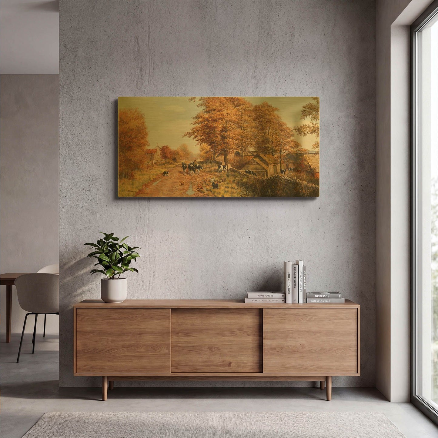 'Milking Time' By Bill Makinson Gold Metal Wall Art