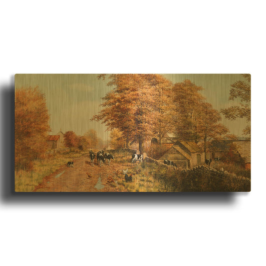 'Milking Time' By Bill Makinson Gold Metal Wall Art