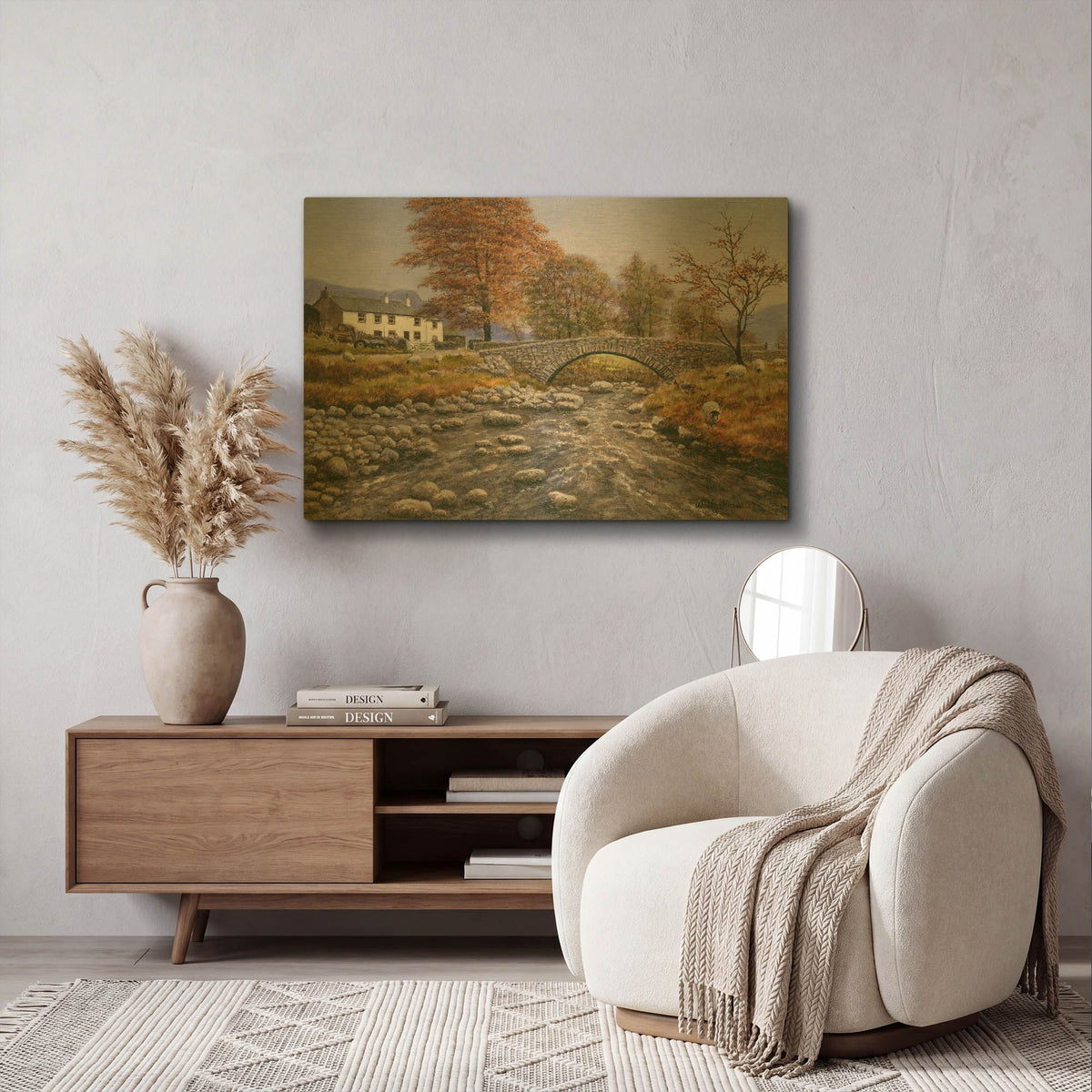'Old Packhorse Bridge' By Bill Makinson Gold Metal Wall Art