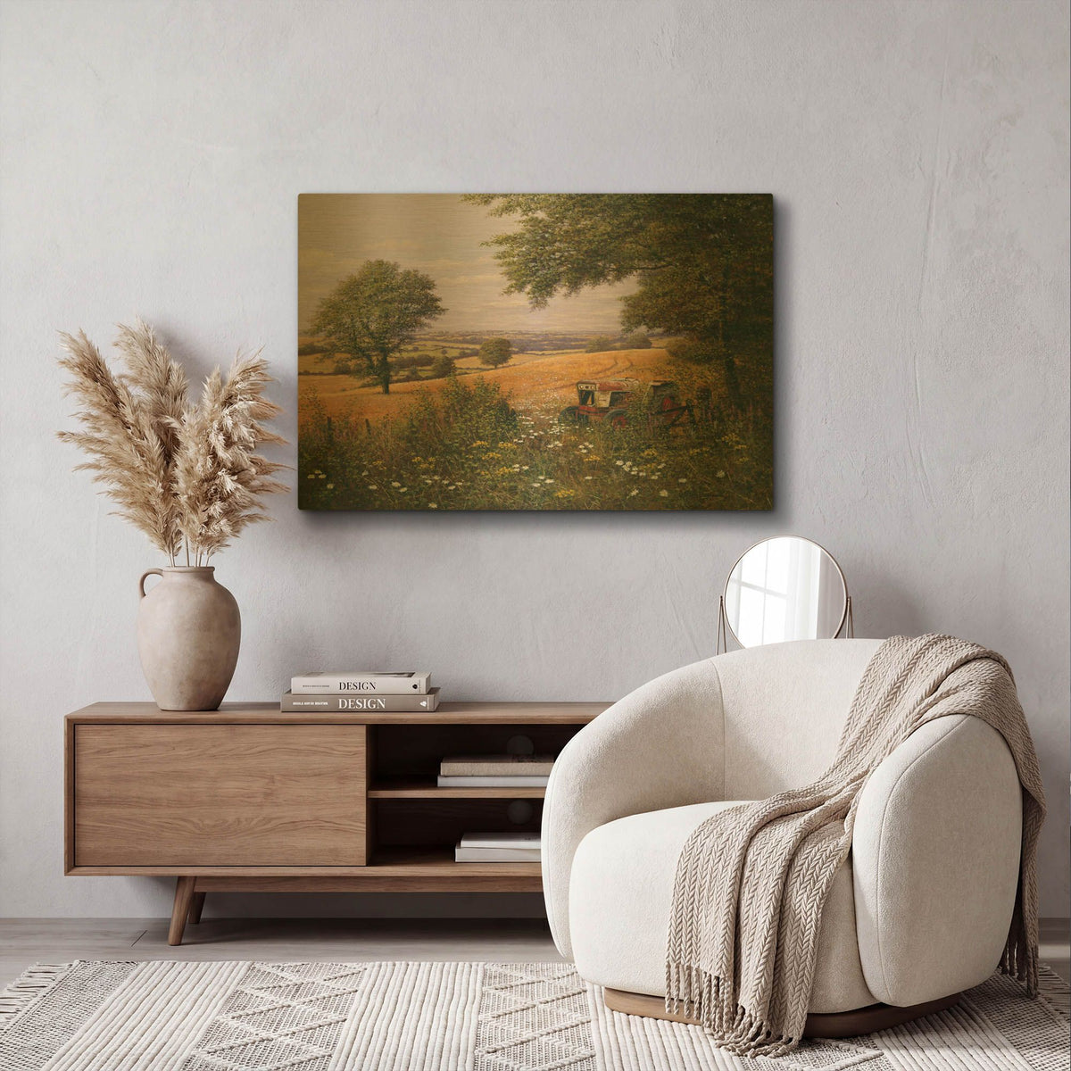 'Red Tractor' By Bill Makinson Gold Metal Wall Art
