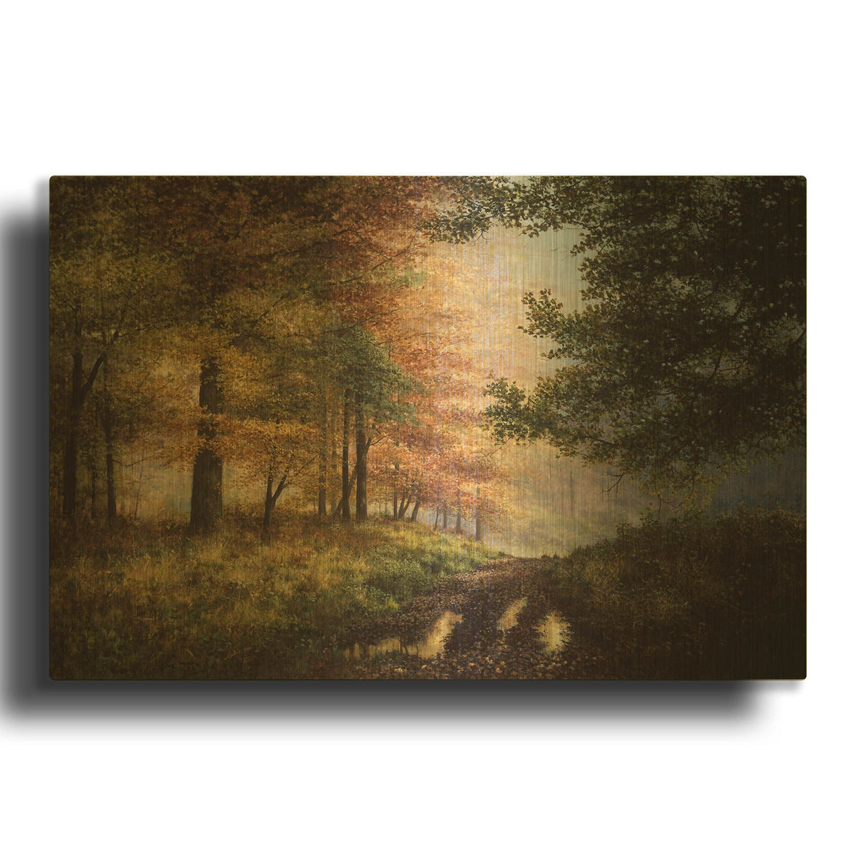 'Fall In The Pines' By Bill Makinson Gold Metal Wall Art