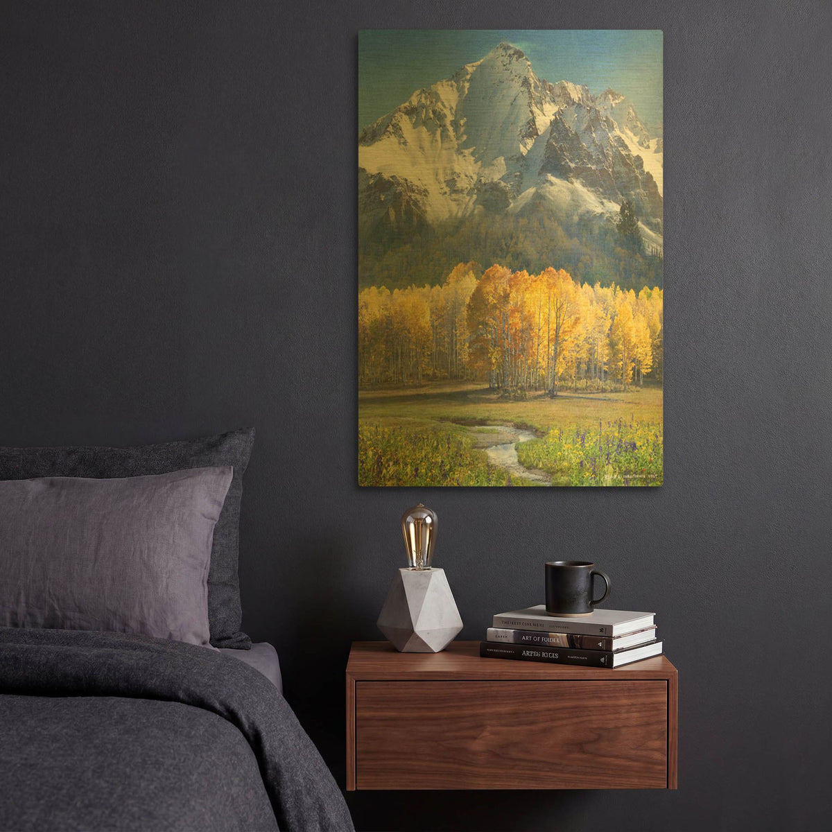 'Idyllic Mountain' By Chris Vest Gold Metal Wall Art