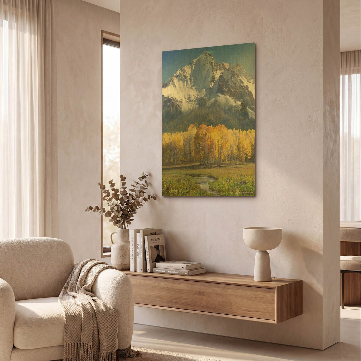 'Idyllic Mountain' By Chris Vest Gold Metal Wall Art