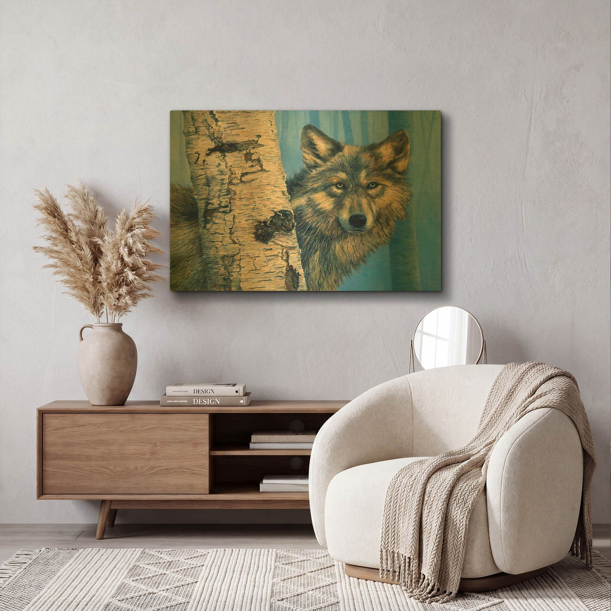 'Birch Wolf' By Bill Makinson Gold Metal Wall Art