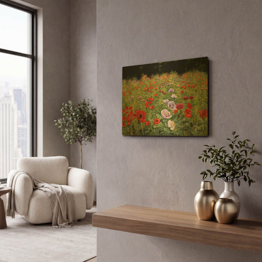 'Field Of Poppies' By Bill Makinson Gold Metal Wall Art