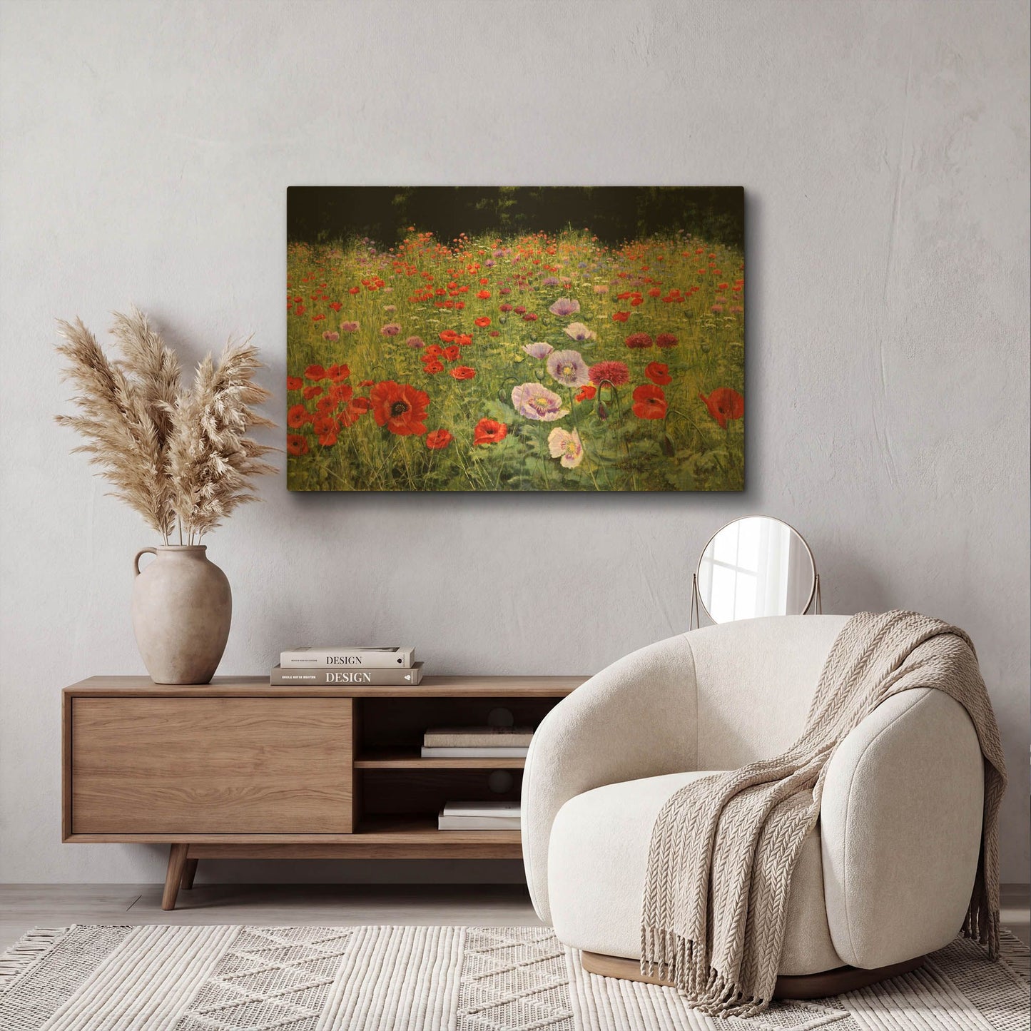 'Field Of Poppies' By Bill Makinson Gold Metal Wall Art