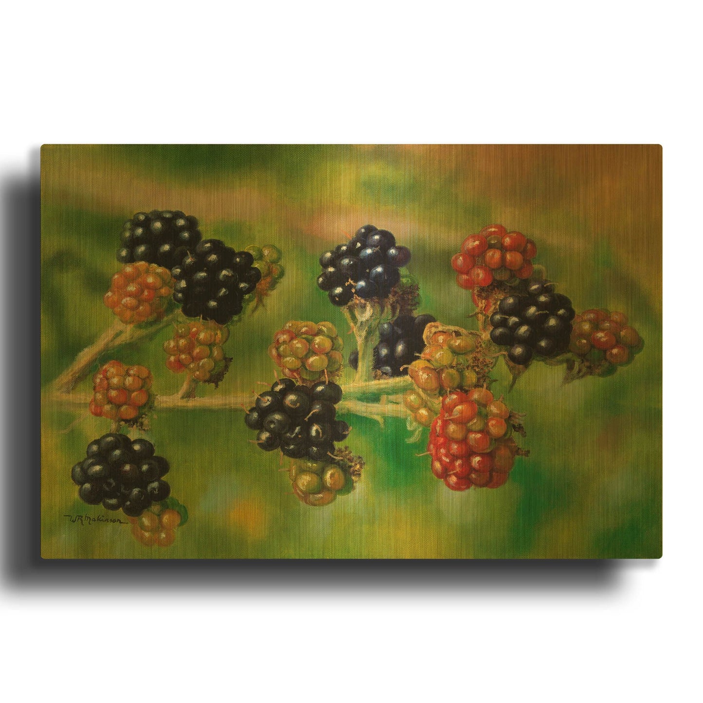 'Blackberries' By Bill Makinson Gold Metal Wall Art