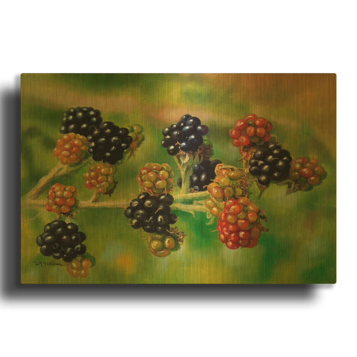'Blackberries' By Bill Makinson Gold Metal Wall Art