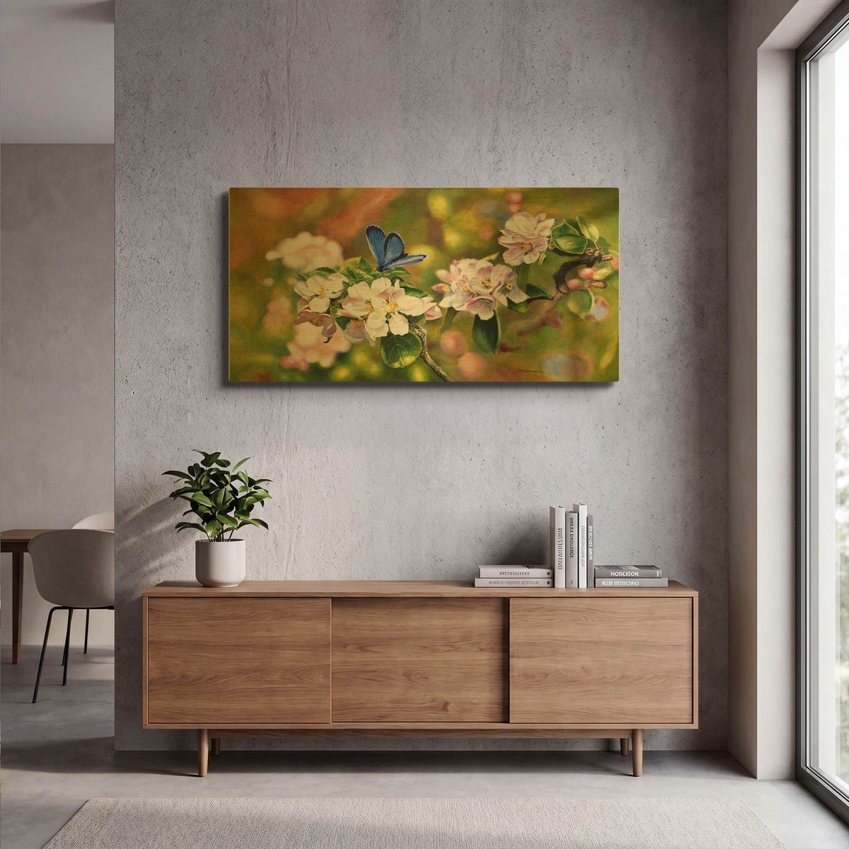 'Blue On Pink' By Bill Makinson Gold Metal Wall Art