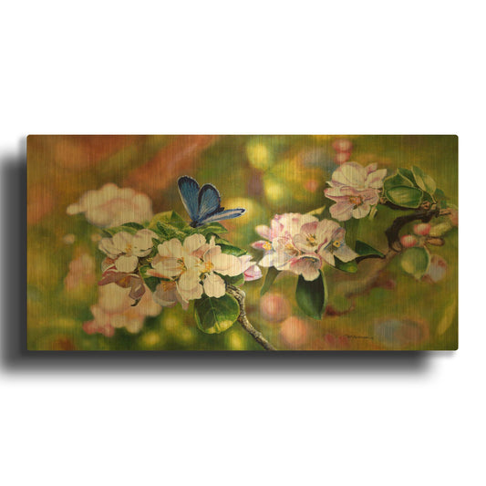 'Blue On Pink' By Bill Makinson Gold Metal Wall Art