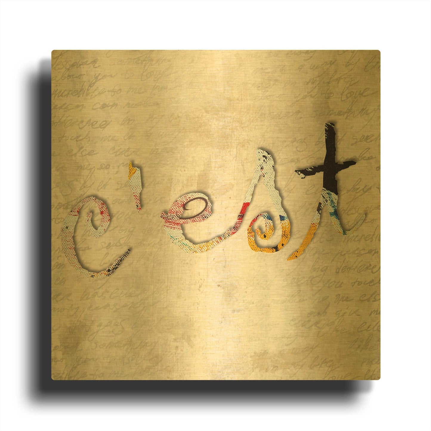 'C' By Karen Smith Gold Metal Wall Art