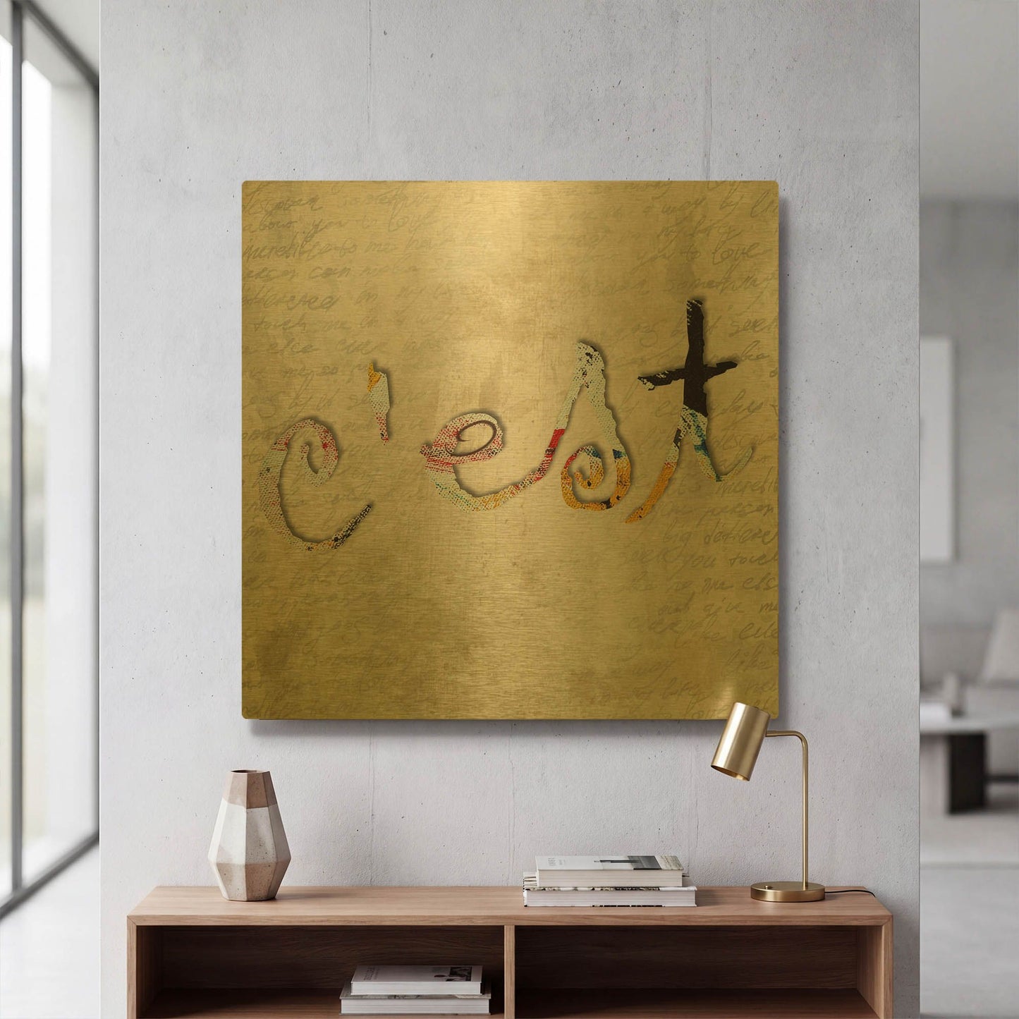 'C' By Karen Smith Gold Metal Wall Art