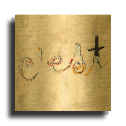 'C' By Karen Smith Gold Metal Wall Art