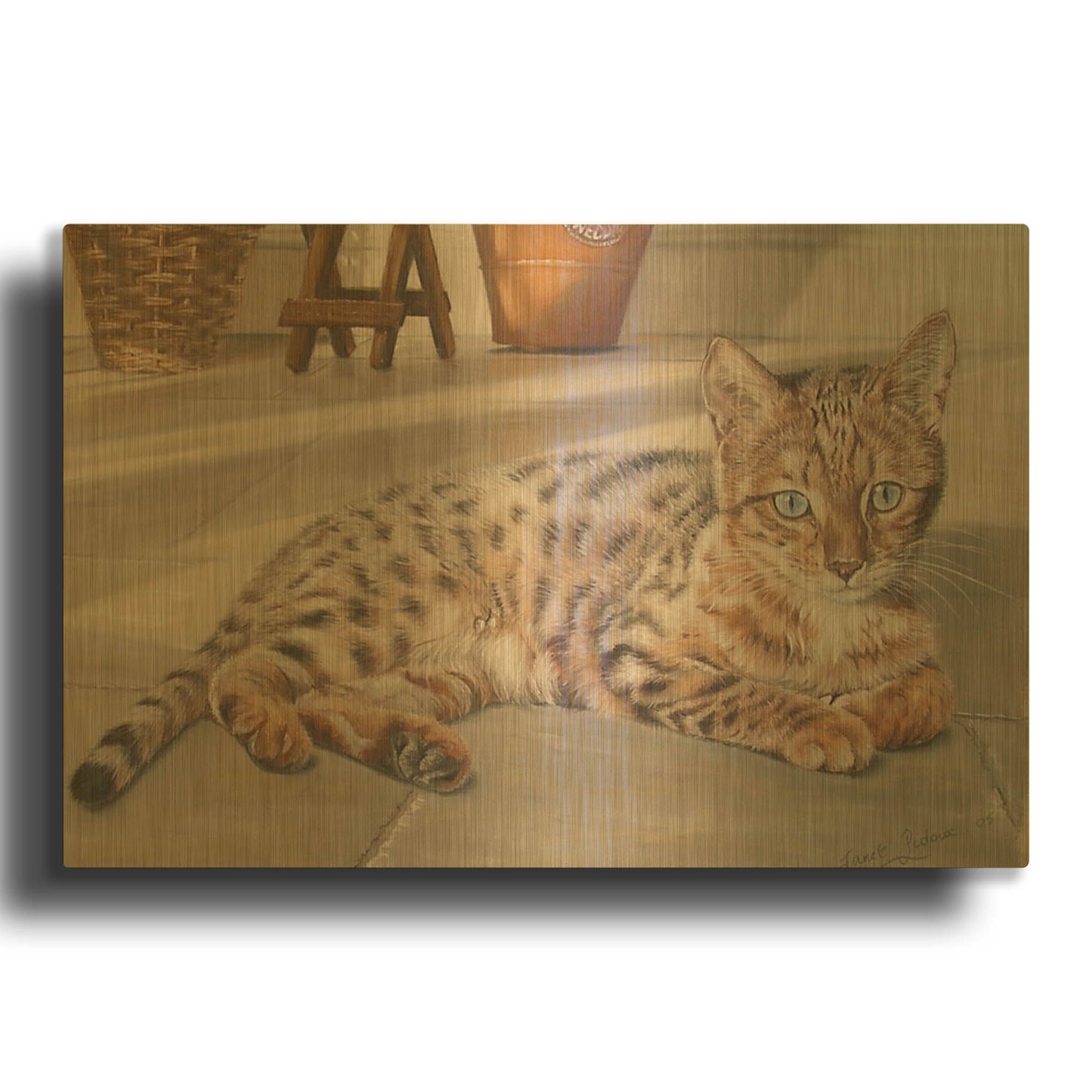 'Bengal Kitten' By Janet Pidoux Gold Metal Wall Art