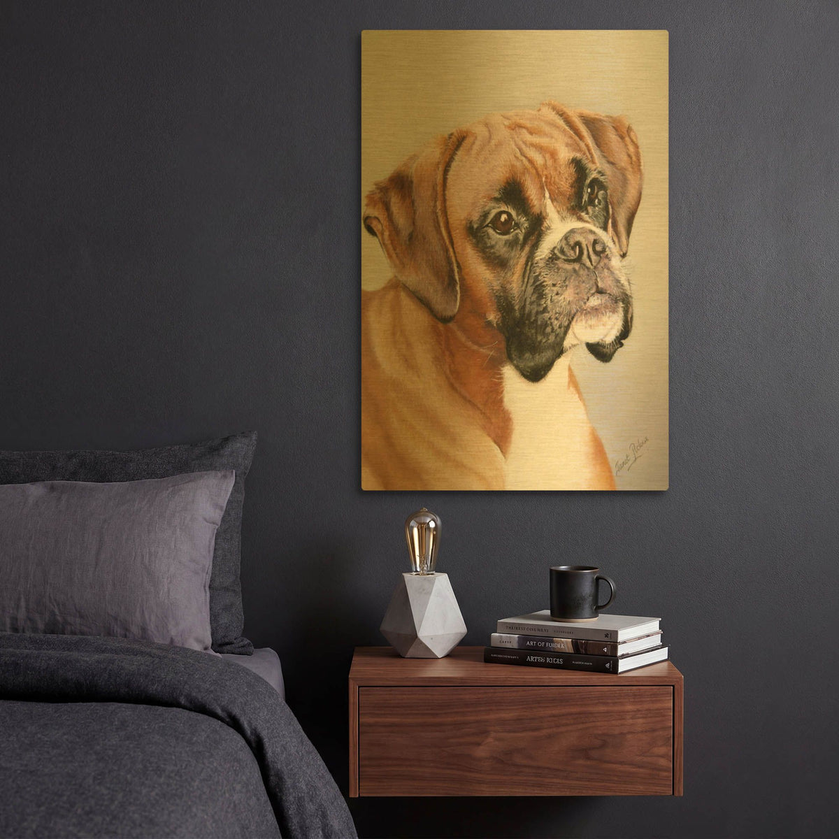 'Boxer' By Janet Pidoux Gold Metal Wall Art