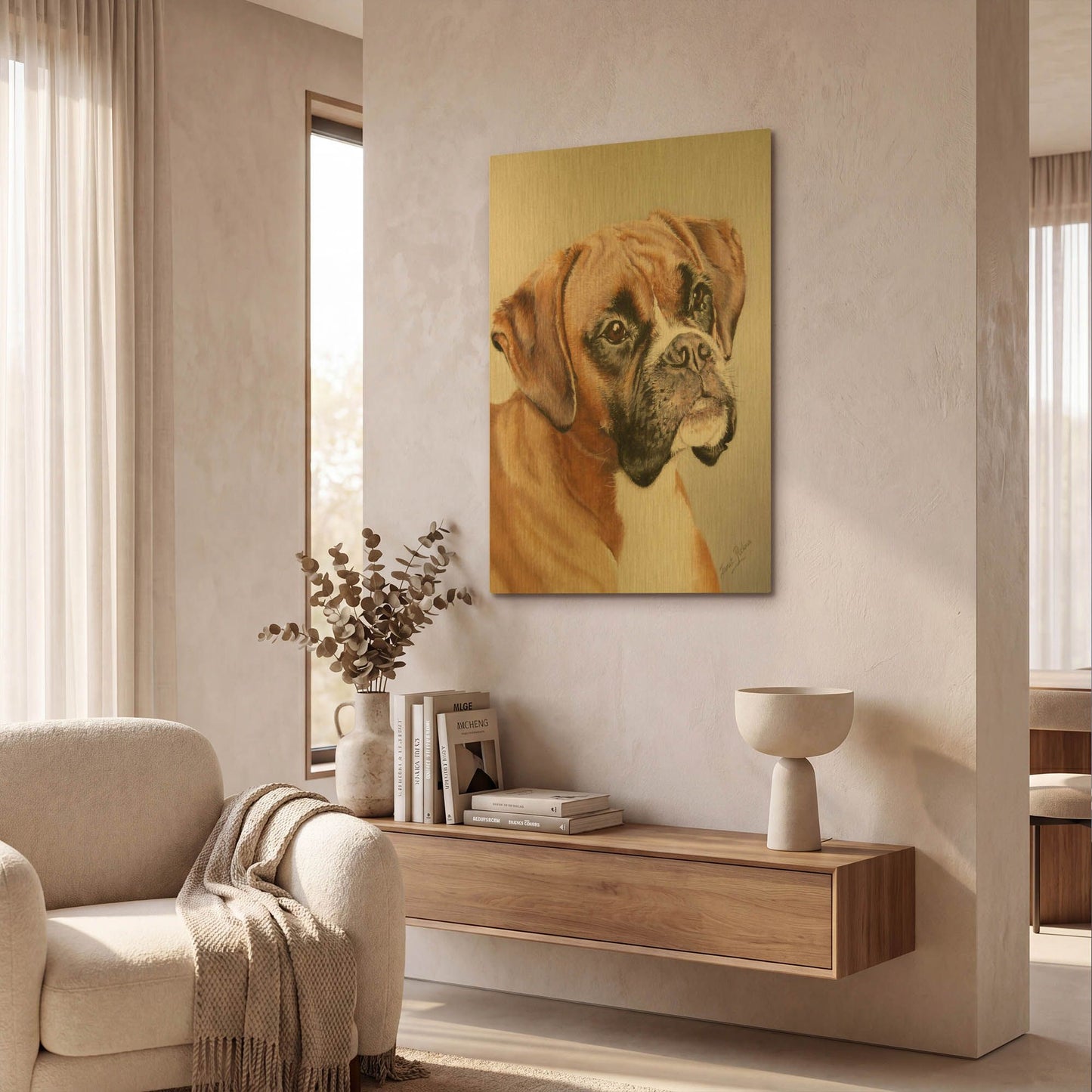 'Boxer' By Janet Pidoux Gold Metal Wall Art