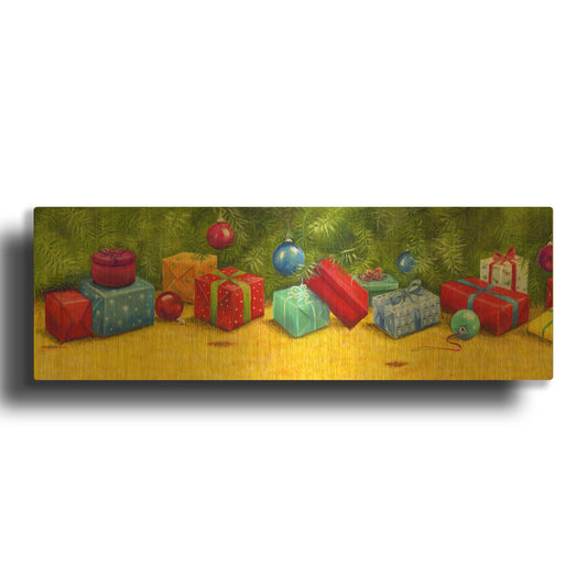 'Christmas Border 2' By Janet Pidoux Gold Metal Wall Art