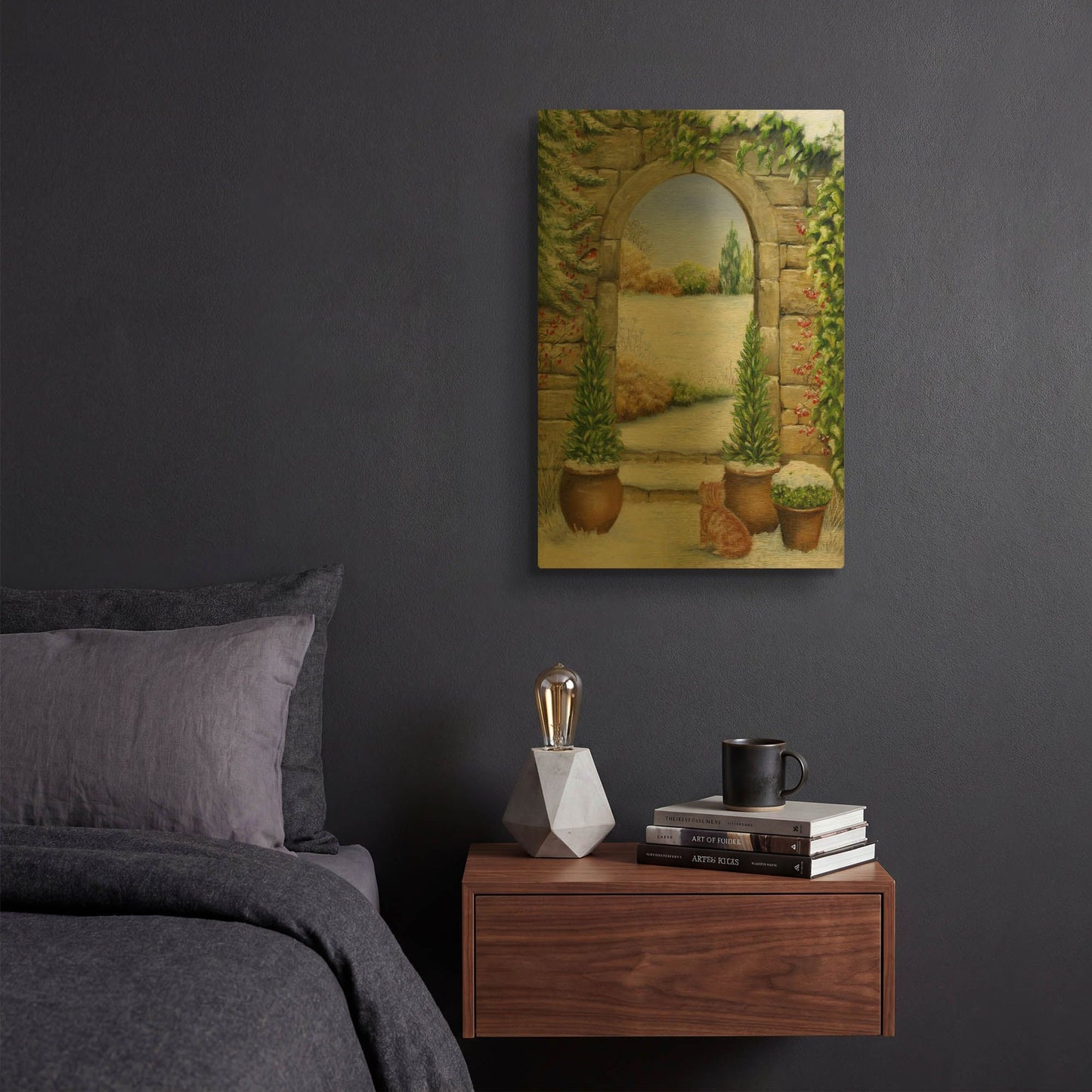 'Christmas Garden' By Janet Pidoux Gold Metal Wall Art
