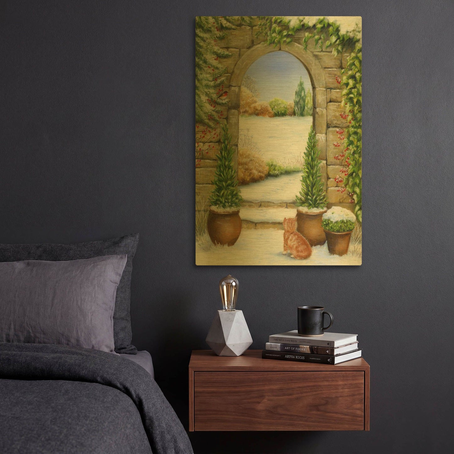 'Christmas Garden' By Janet Pidoux Gold Metal Wall Art