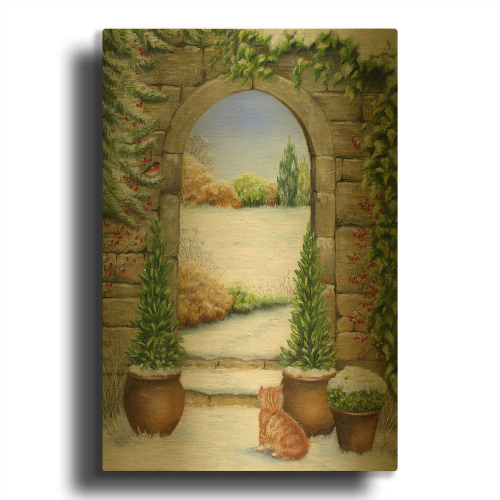 'Christmas Garden' By Janet Pidoux Gold Metal Wall Art