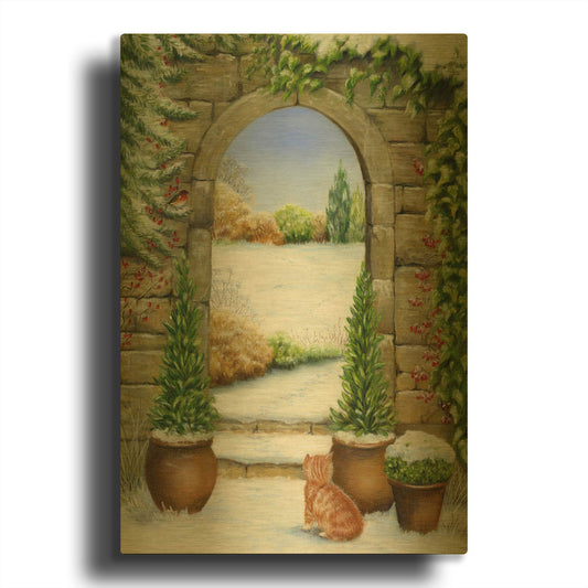 'Christmas Garden' By Janet Pidoux Gold Metal Wall Art