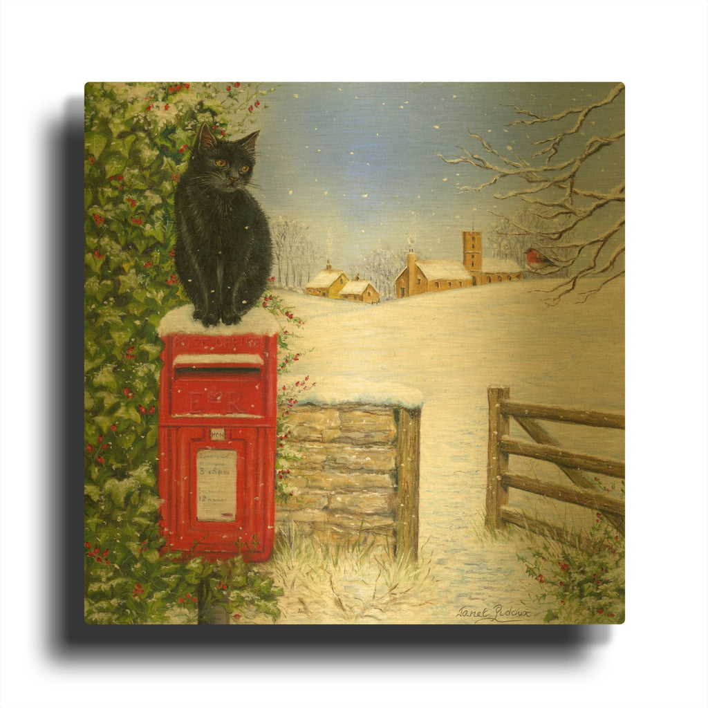 'Christmas Post Box' By Janet Pidoux Gold Metal Wall Art