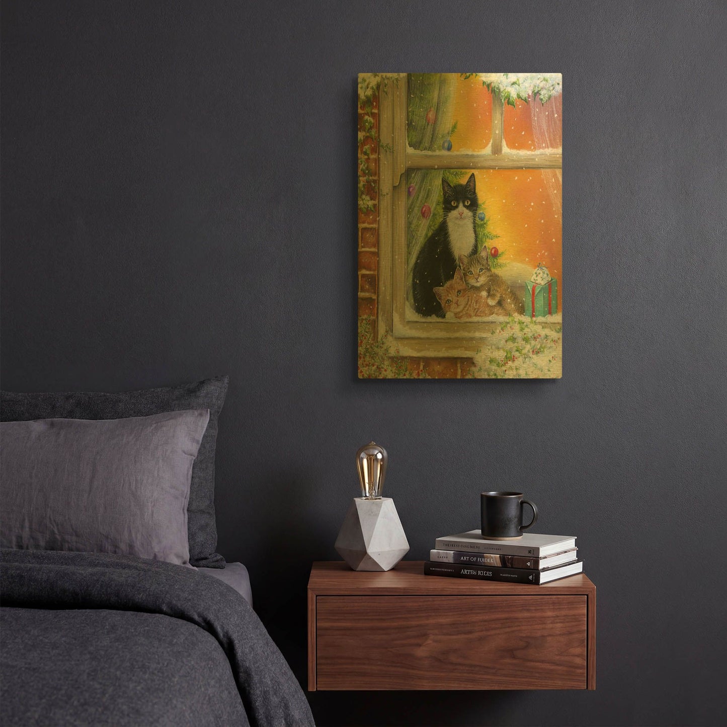 'Christmas Window' By Janet Pidoux Gold Metal Wall Art