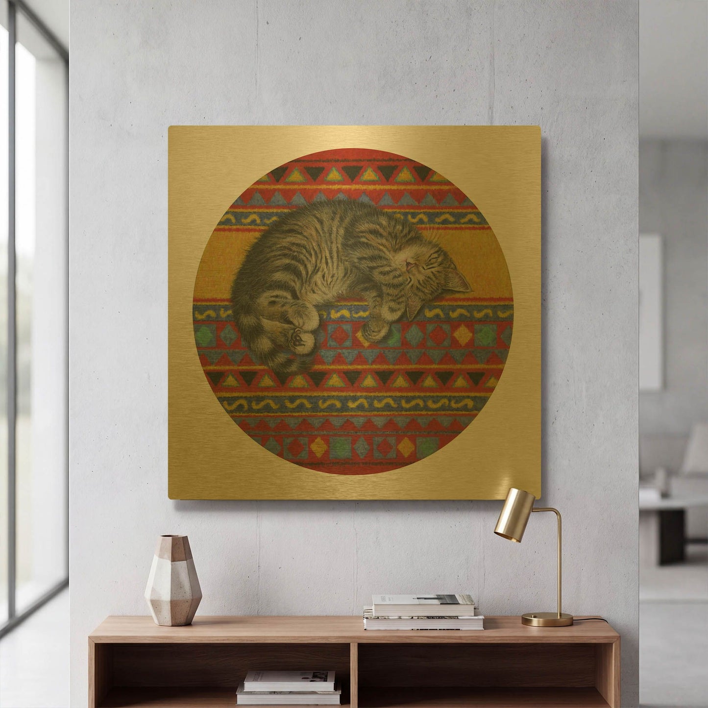 'Comfortable Spot' By Janet Pidoux Gold Metal Wall Art