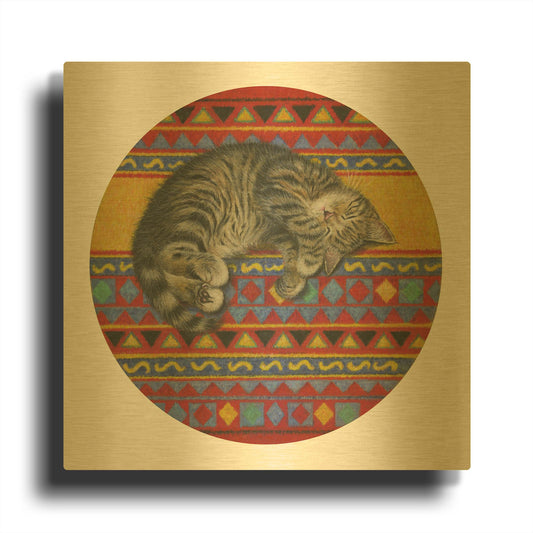 'Comfortable Spot' By Janet Pidoux Gold Metal Wall Art