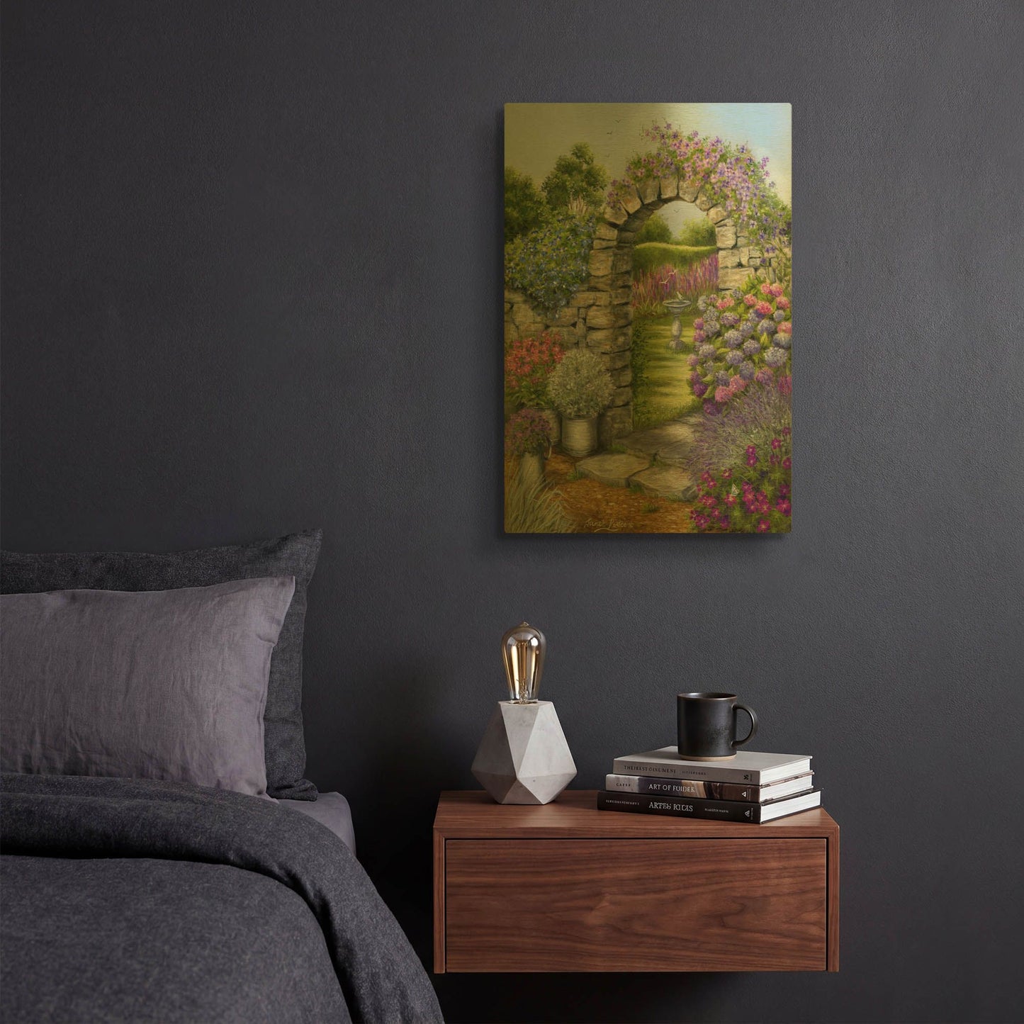 'Cottage Garden' By Janet Pidoux Gold Metal Wall Art