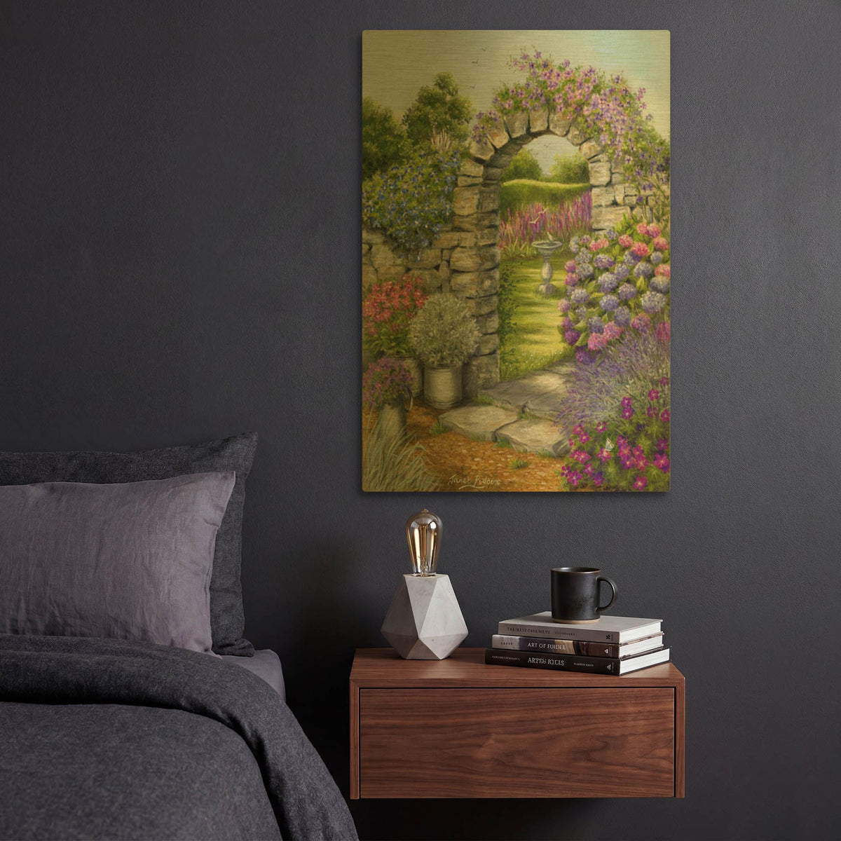 'Cottage Garden' By Janet Pidoux Gold Metal Wall Art