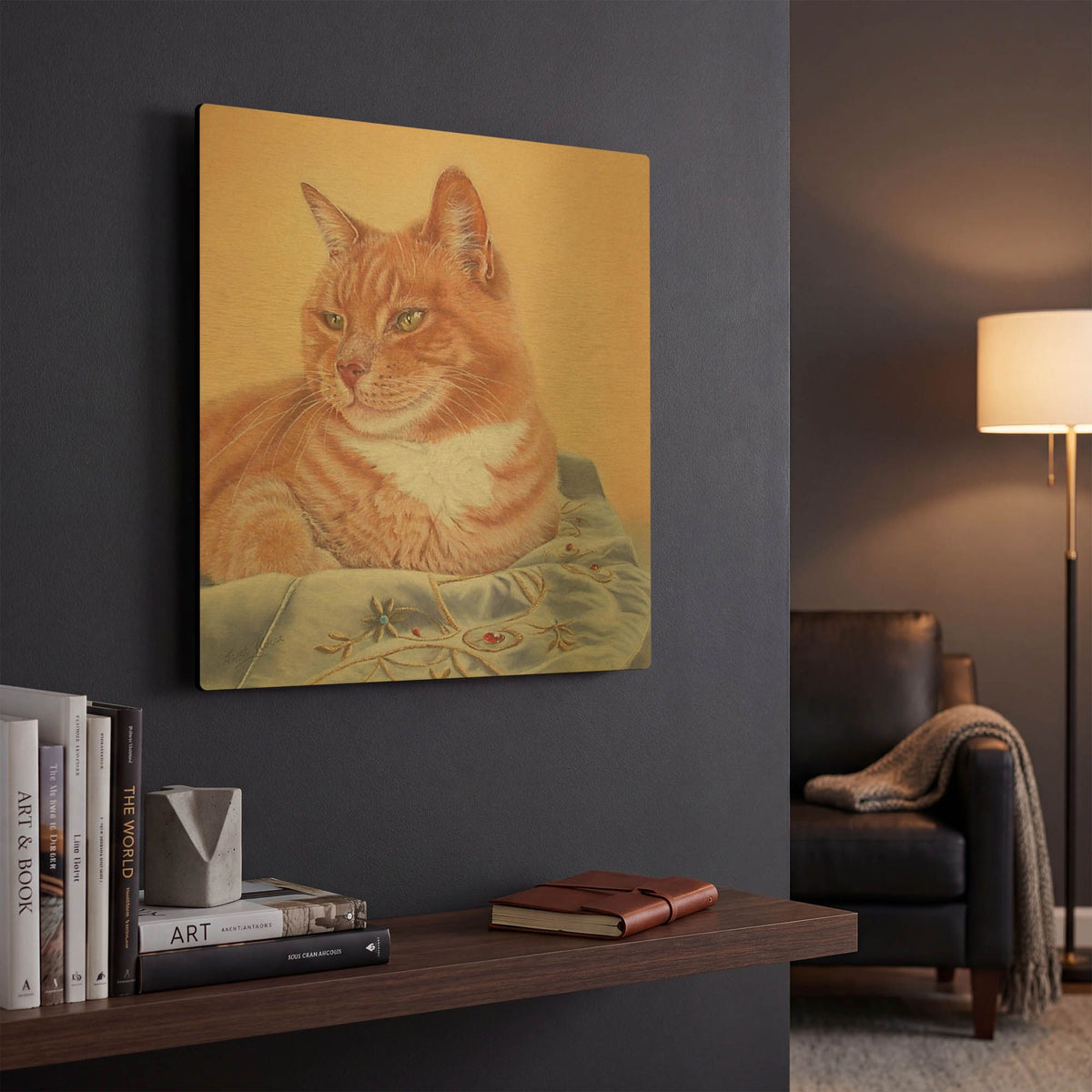 'Jack Silk Blanket' By Janet Pidoux Gold Metal Wall Art