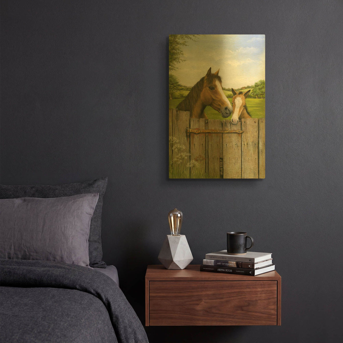 'Mother And Foal' By Janet Pidoux Gold Metal Wall Art