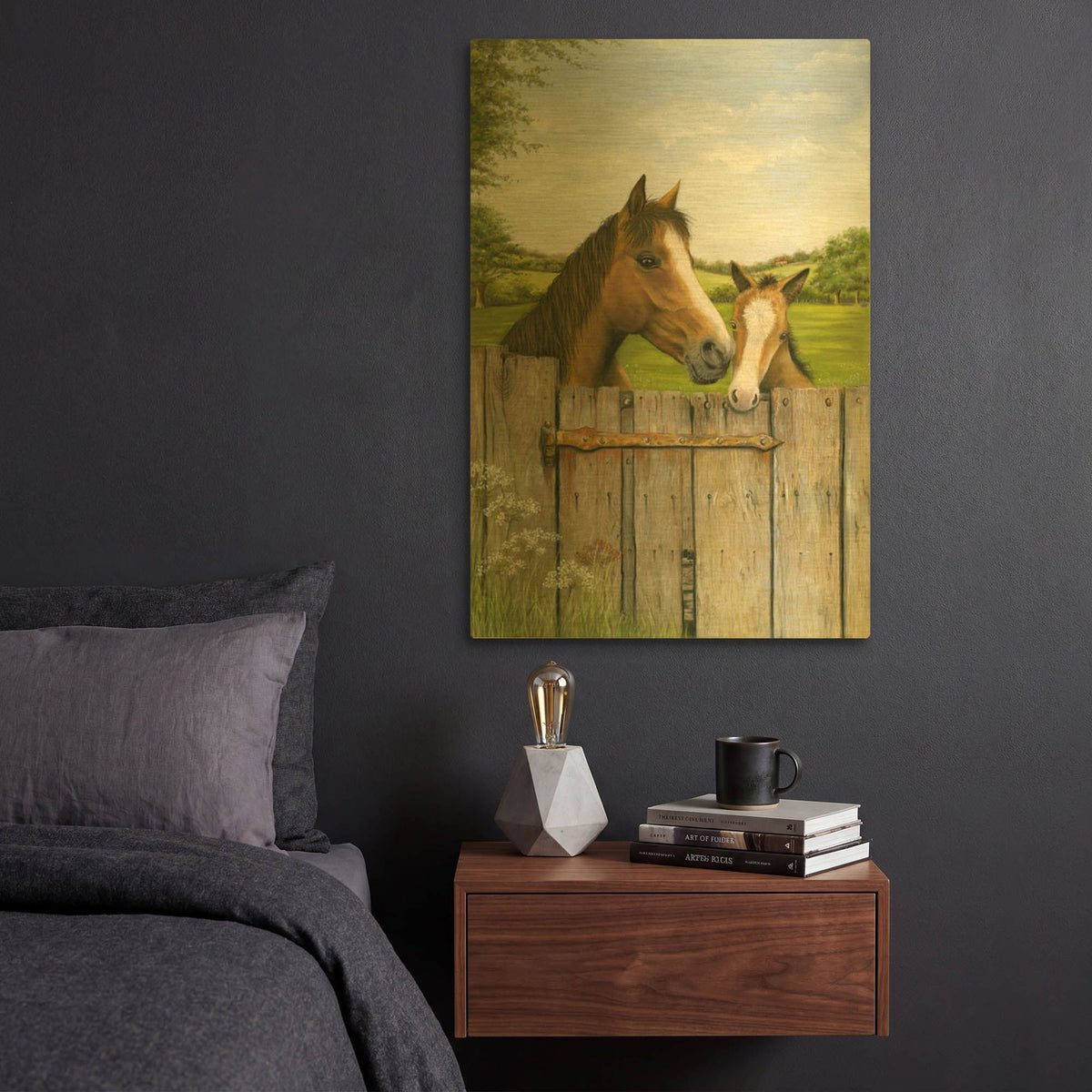 'Mother And Foal' By Janet Pidoux Gold Metal Wall Art