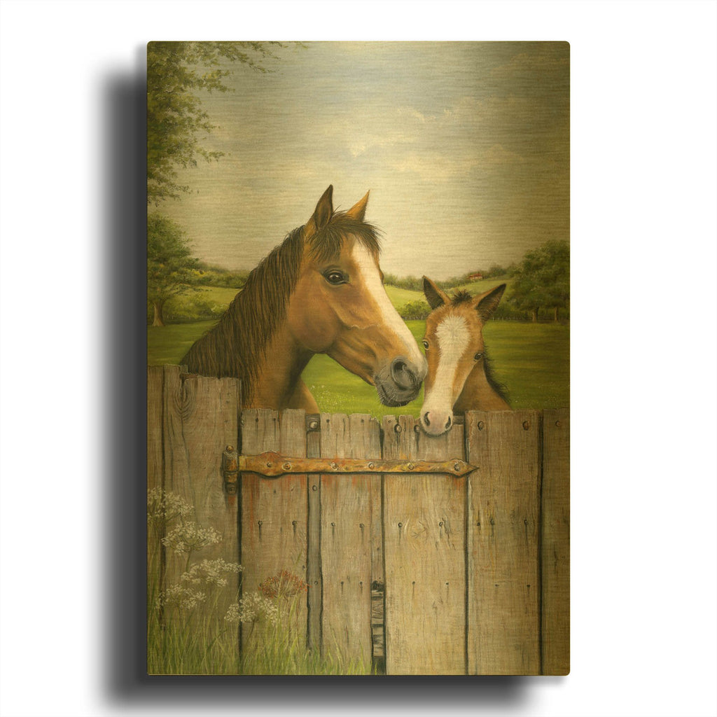 'Mother And Foal' By Janet Pidoux Gold Metal Wall Art