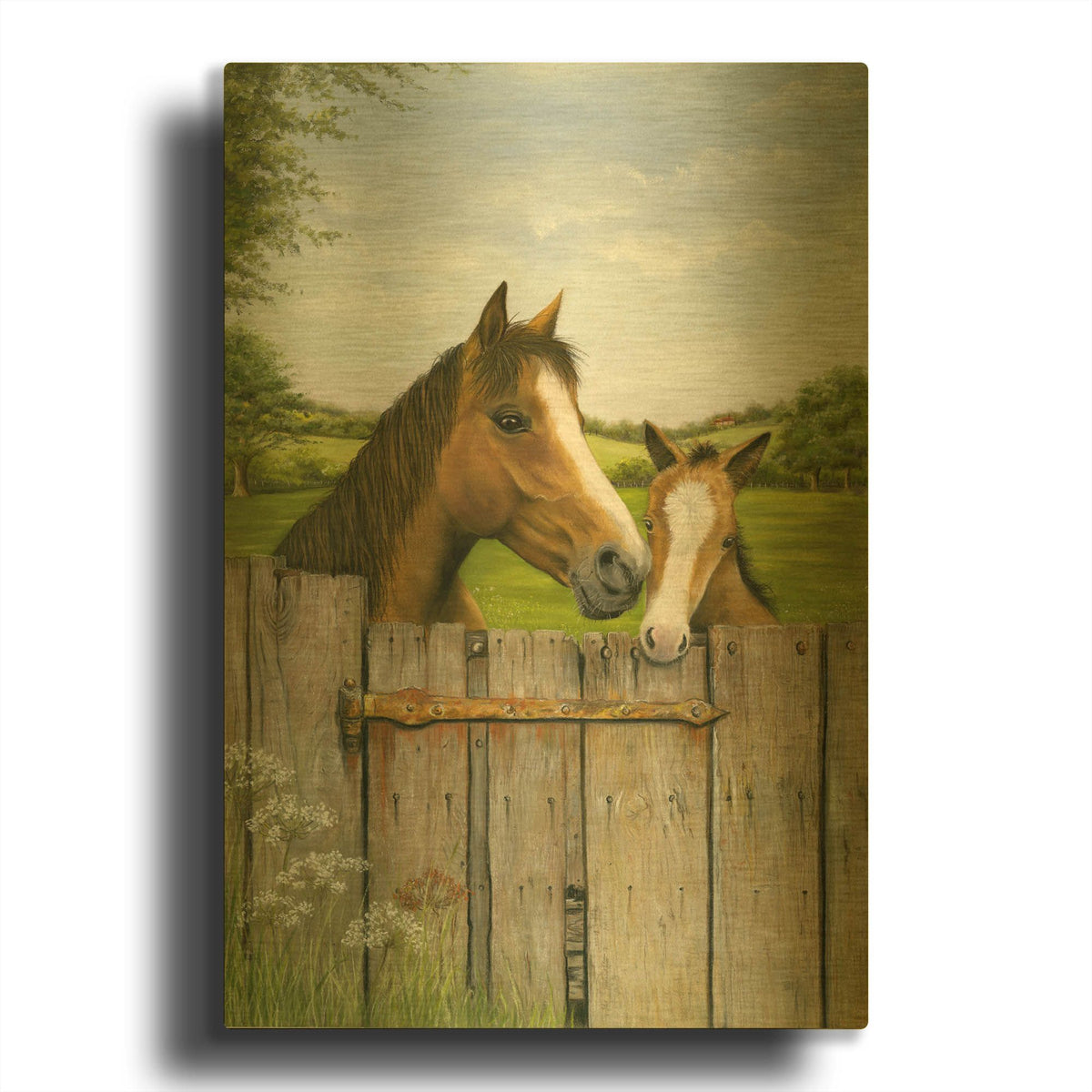 'Mother And Foal' By Janet Pidoux Gold Metal Wall Art
