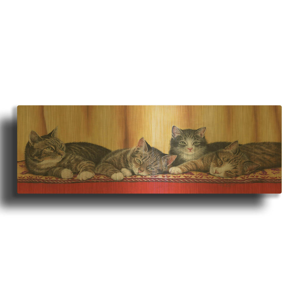'Relaxing Tabbies' By Janet Pidoux Gold Metal Wall Art