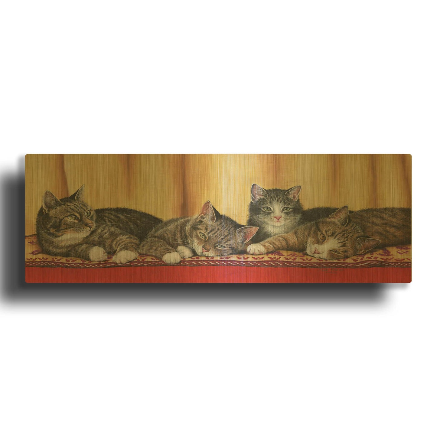 'Relaxing Tabbies' By Janet Pidoux Gold Metal Wall Art