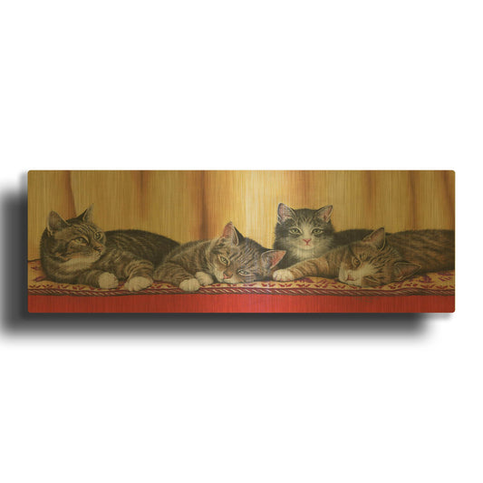 'Relaxing Tabbies' By Janet Pidoux Gold Metal Wall Art