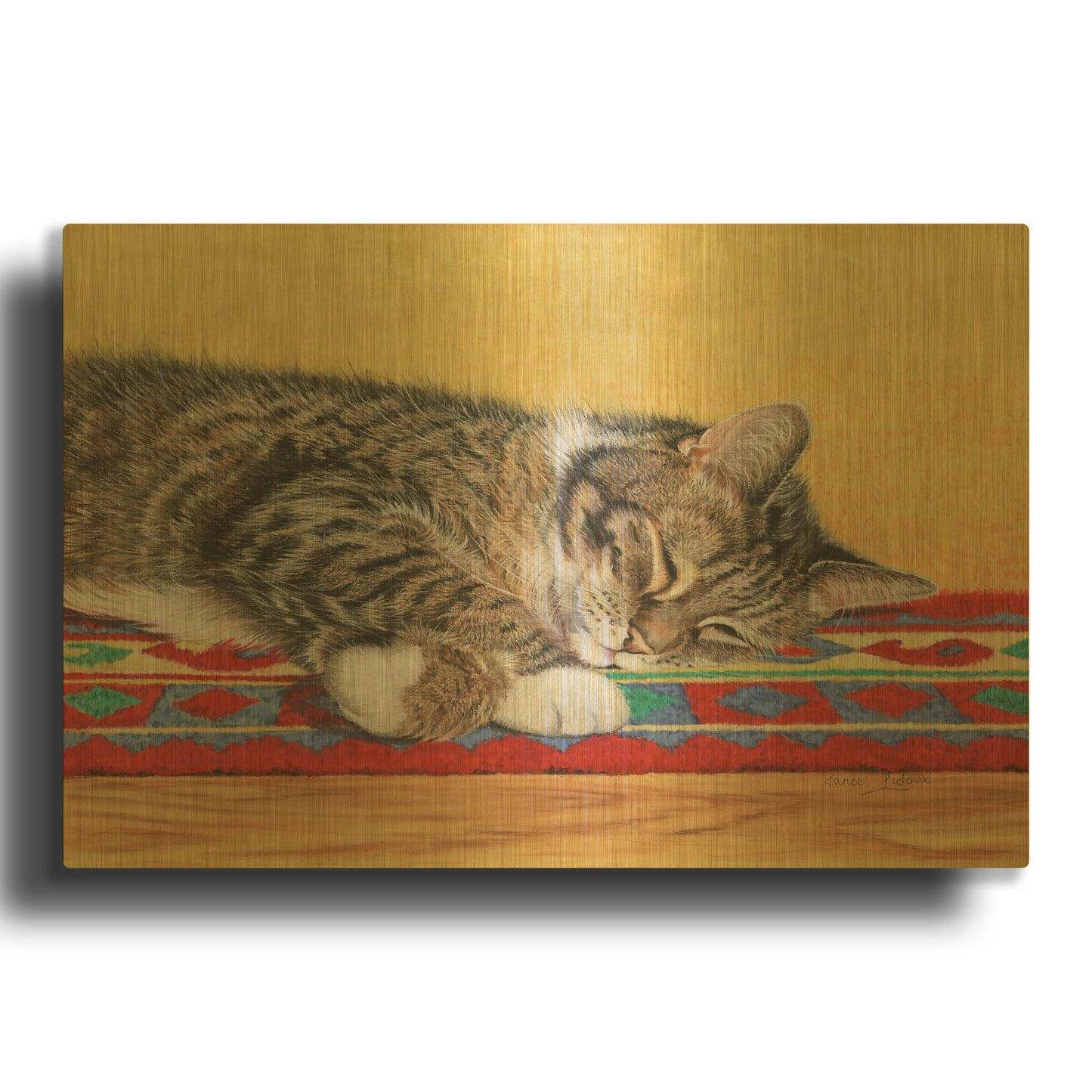 'Sleepy Sam' By Janet Pidoux Gold Metal Wall Art