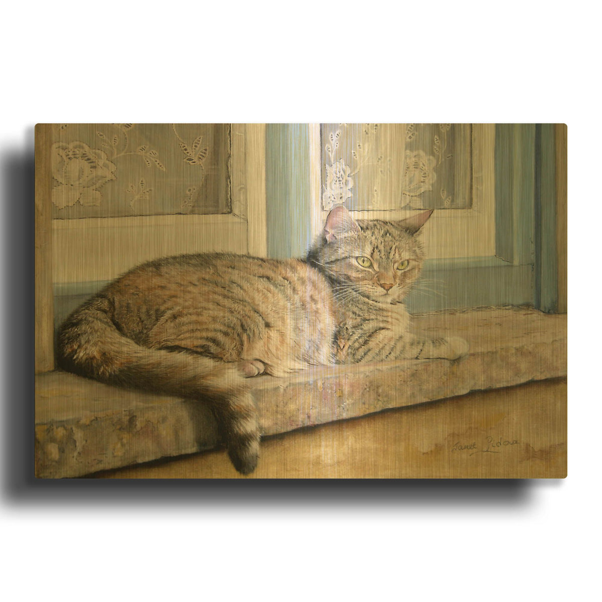 'Windowsill' By Janet Pidoux Gold Metal Wall Art