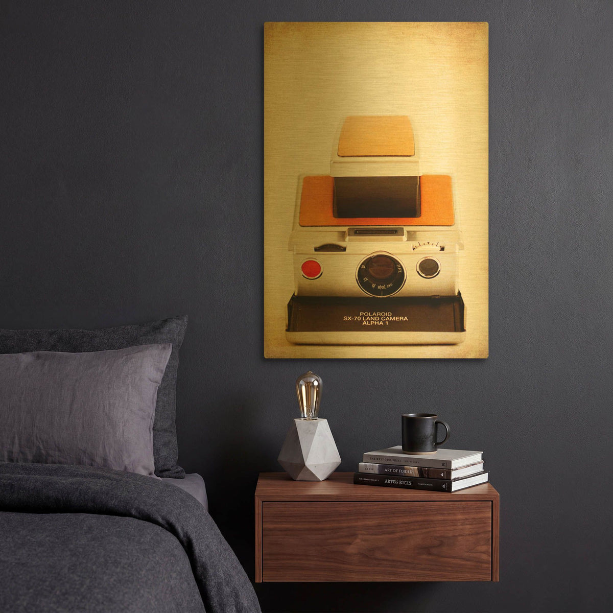 'Polaroid Sx-70' By Jessica Rogers Gold Metal Wall Art